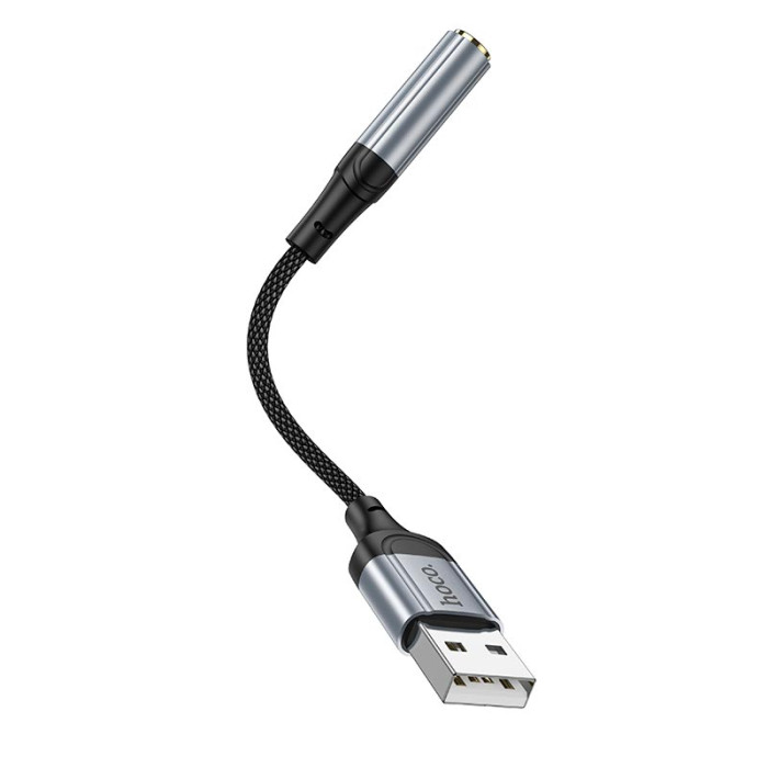 Перехідник HOCO LS36 USB to AUX 3.5 mm Grey