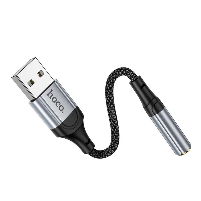Перехідник HOCO LS36 USB to AUX 3.5 mm Grey