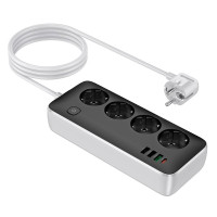 Мережевий фільтр Hoco AC22 4x220V / 3хUSB / 1хType-C / 2500W 3 м, Black