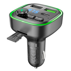 FM модулятор BOROFONE BC48 2USB / 1Type-C / PD / QC / 18W / 3A, BT5.0 Black