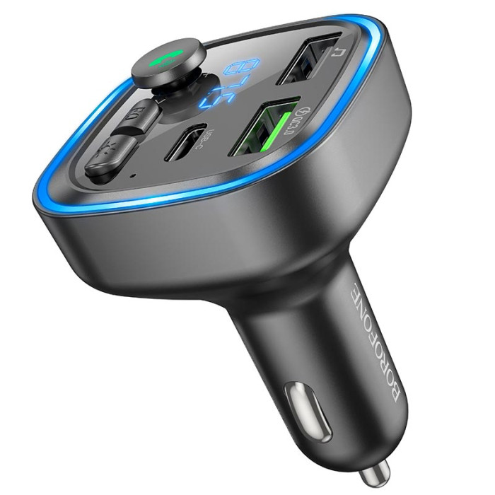 FM модулятор BOROFONE BC48 2USB / 1Type-C / PD / QC / 18W / 3A, BT5.0 Black