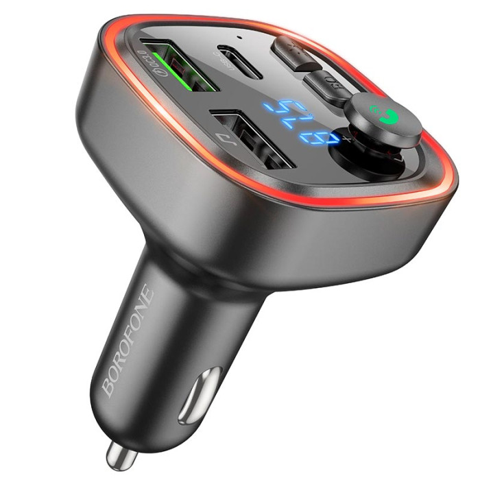 FM модулятор BOROFONE BC48 2USB / 1Type-C / PD / QC / 18W / 3A, BT5.0 Black