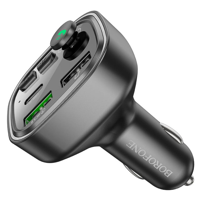 FM модулятор BOROFONE BC48 2USB / 1Type-C / PD / QC / 18W / 3A, BT5.0 Black