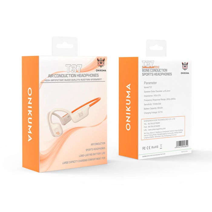 Наушники накладные Onikuma T37 BT5.3, 10 ч Orange