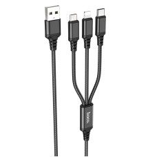Кабель 3 в 1 Hoco X76 lightning + Type-C + Micro USB 1m Black