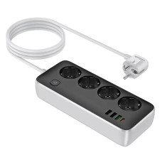 Мережевий фільтр Hoco AC22 4x220V / 3хUSB / 1хType-C / 2500W 1.5 м, Black