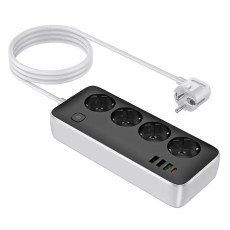 Мережевий фільтр Hoco AC22 4x220V / 3хUSB / 1хType-C / 2500W 1.5 м, Black