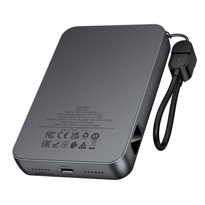 Повербанк Hoco Q47 10000mAh, Type-C / 20W / 3A, Metal-Grey