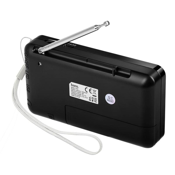 Портативний радіоприймач HOCO HI50 BT5.3 TF / USB / AUX / AM / FM, 5W 3.5 год Black