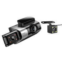 Відеореєстратор HOCO DI64 3" IPS 720p / 480p+480p, WiFi, 3 камери, Black