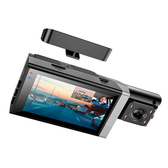 Відеореєстратор HOCO DI64 3" IPS 720p / 480p+480p, WiFi, 3 камери, Black