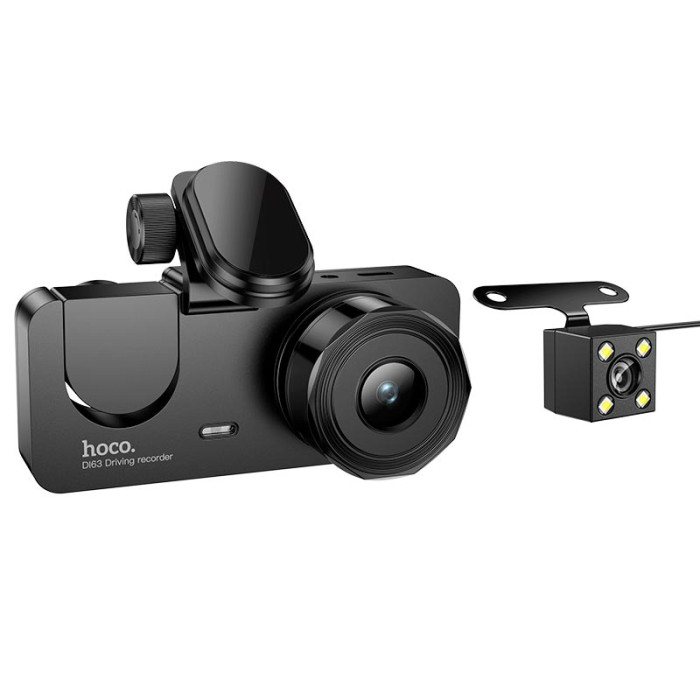 Відеореєстратор HOCO DI63 2" IPS 720p / 480p+480p, WiFi, 3 камери, Black