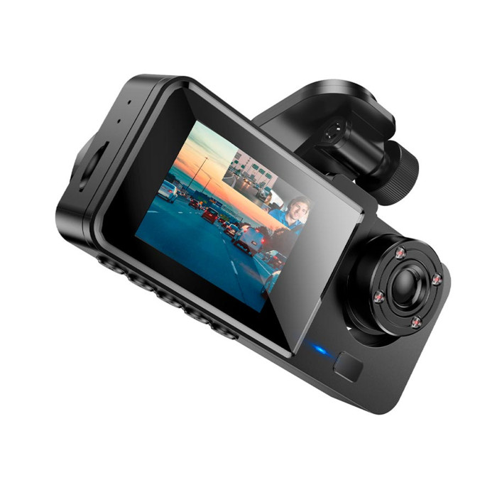 Відеореєстратор HOCO DI63 2" IPS 720p / 480p+480p, WiFi, 3 камери, Black