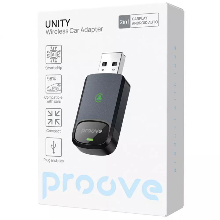 Адаптер 2 в 1 Proove Unity CarPlay / Android Auto Black
