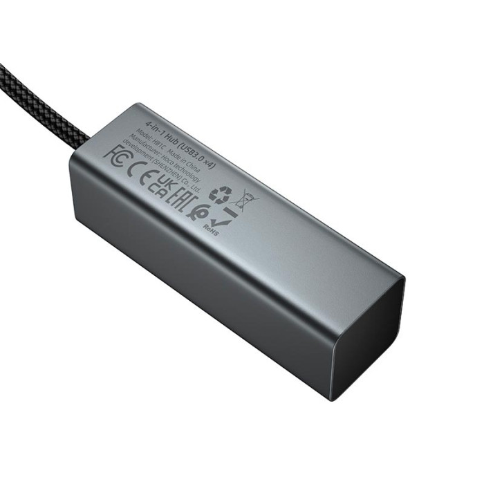 Перехідник 4 в 1 HOCO HB1C 0.2m Metal Grey