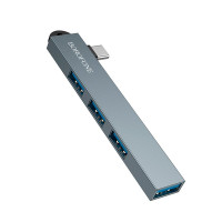Перехідник 4 в 1 BOROFONE FH1A Metal Grey