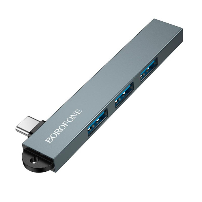 Перехідник 4 в 1 BOROFONE FH1A Metal Grey