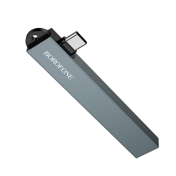 Перехідник 4 в 1 BOROFONE FH1A Metal Grey