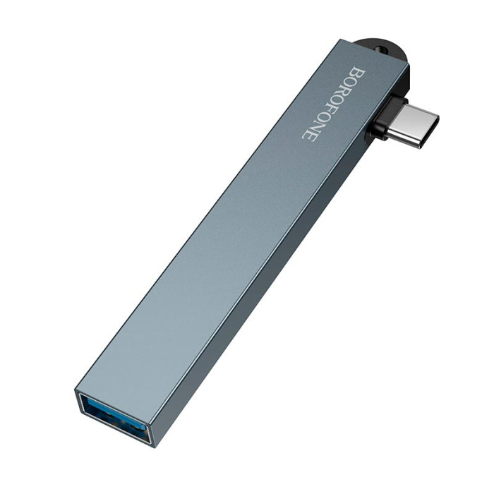 Перехідник 4 в 1 BOROFONE FH1A Metal Grey