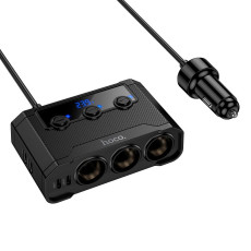 Адаптер автомобільний 3 в 1 Hoco Z64 2 х Type-C / 2 x USB / 240W Black