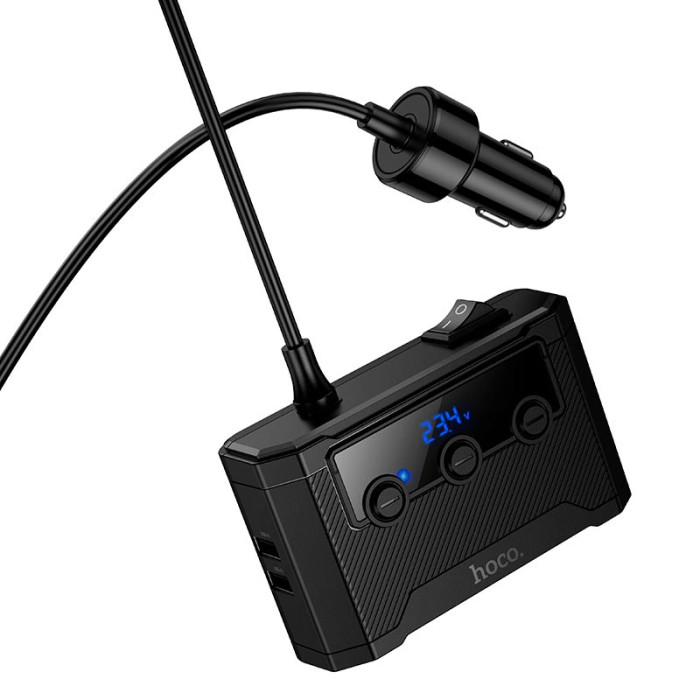 Адаптер автомобильный 3 в 1 Hoco Z64 2 х Type-C / 2 x USB / 240W Black