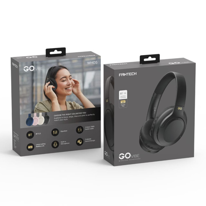 Наушники накладные Fantech Go Vibe WH05 BT5.3, AUX/BT, 20 ч Black
