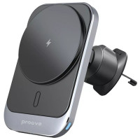 Автомобільний тримач з бездротовою зарядкою Proove Square Magnetic Pro 15W Metal Grey