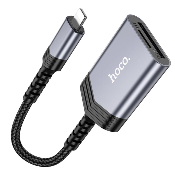 Перехідник 2 в 1 HOCO UA25 Lightning to SD/TF Grey