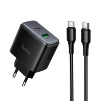 Кабель та блочок Hoco C158A Type-C to Type-C 45W 1m Black