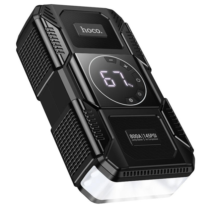Пусковое устройство и насос Hoco QS6 8000 мАч, 800A, 10 bar Black