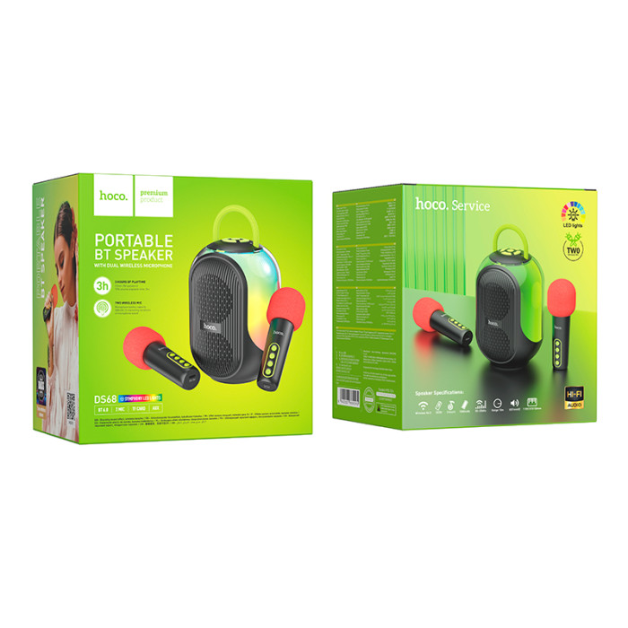 Караоке-колонка HOCO DS68 BT6 TF / AUX / BT / TWS, 10W, 3 ч Black