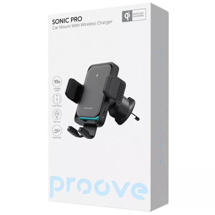 Автомобильный держатель с беспроводной зарядкой Proove Sonic Pro 15W Black
