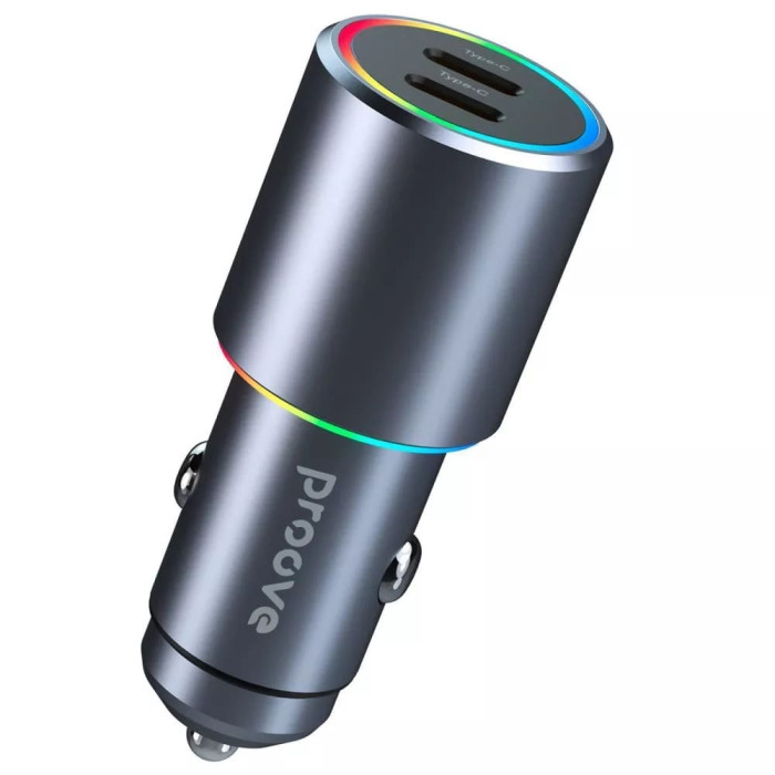 Адаптер автомобильный Proove Double Energy 2 х Type-C / 50W Grey