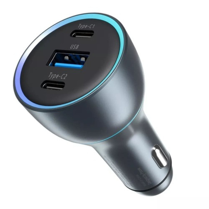 Адаптер автомобильный Proove Super Charge 2 х Type-C / USB / 130W Grey