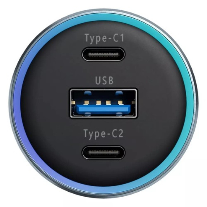 Адаптер автомобильный Proove Super Charge 2 х Type-C / USB / 130W Grey