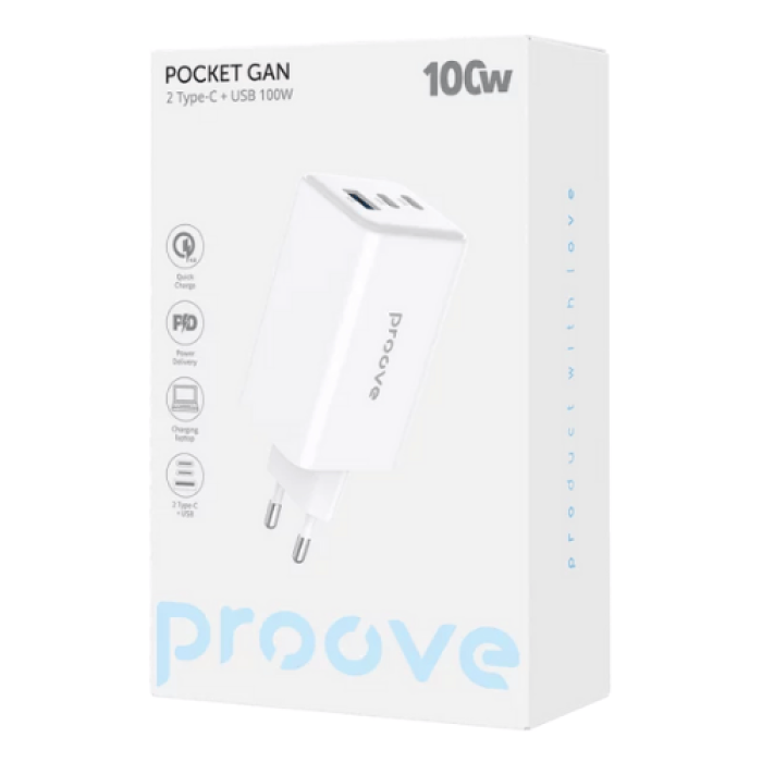 Сетевое зарядное устройство Proove Pocket GaN Max 100W White 