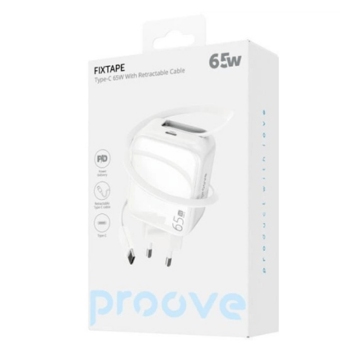 Мережевий зарядний пристрій Proove Fixtape GaN 65W White