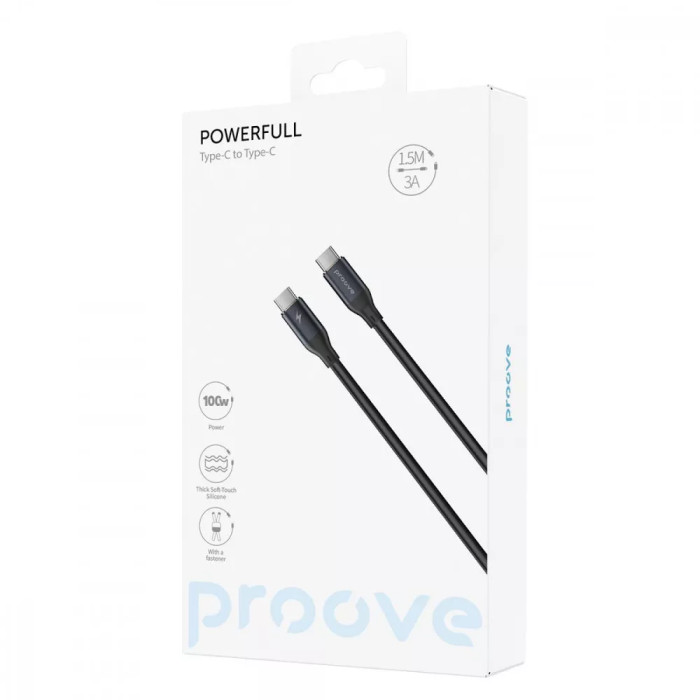 Кабель Proove PowerFull Type-C to Type-C 100W 1.5 m Black