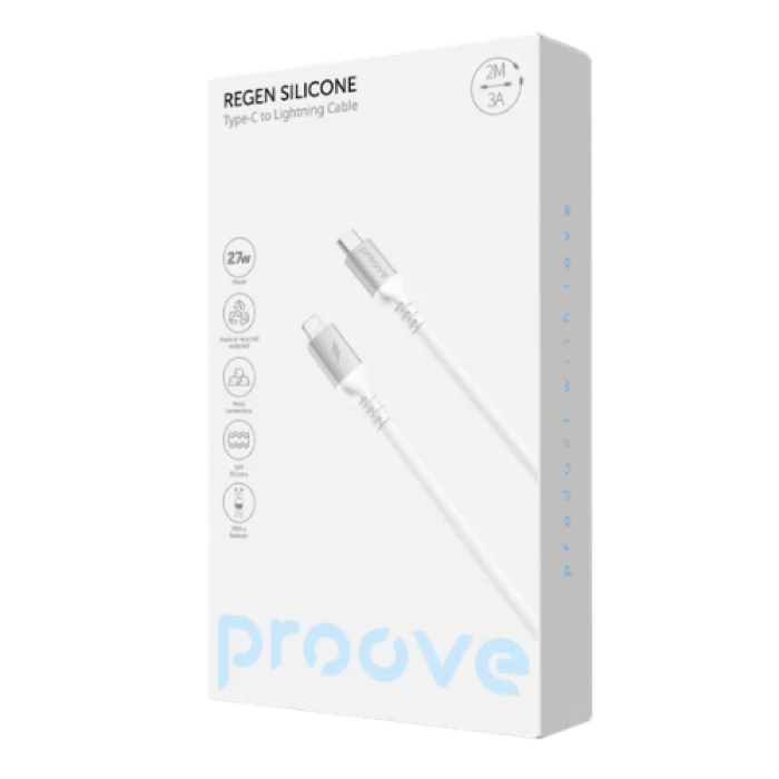 Кабель Proove ReGen Silicone Type-C to Lightning 27W 2 m White