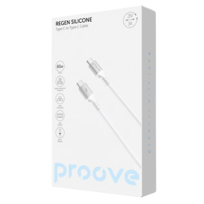 Кабель Proove ReGen Silicone Type-C to Type-C 60W 2 m White