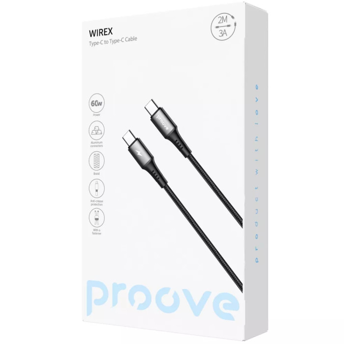 Кабель Proove WireX Type-C to Type-C 60W 2 m Black