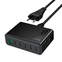 Зарядний пристрій 6 в 1 HOCO C152A 1 х USB / 5 х Type-C, PD/QC, 70W/3A, Black