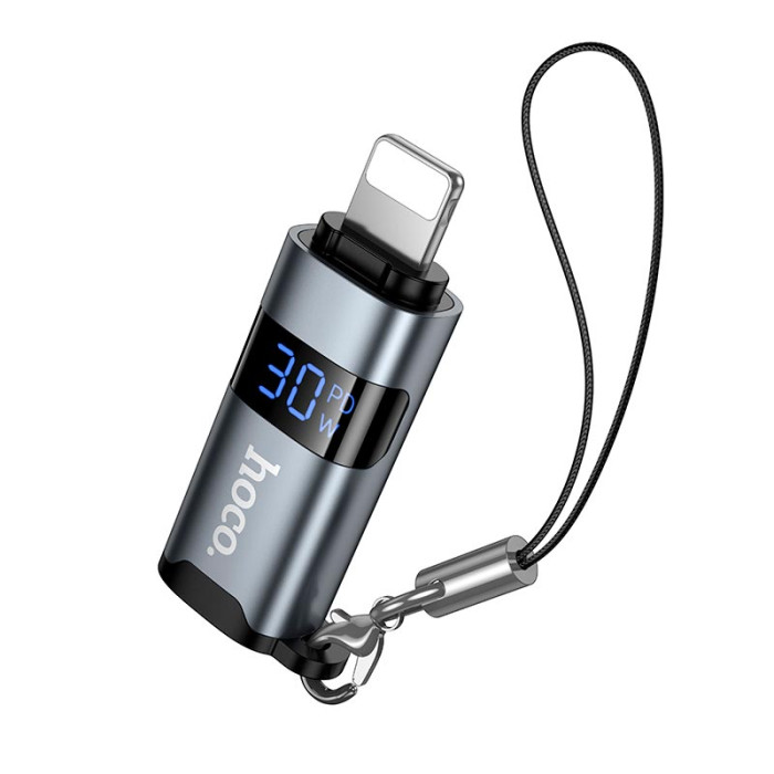 Перехідник HOCO UA44 Lightning to Type-C 30W Grey